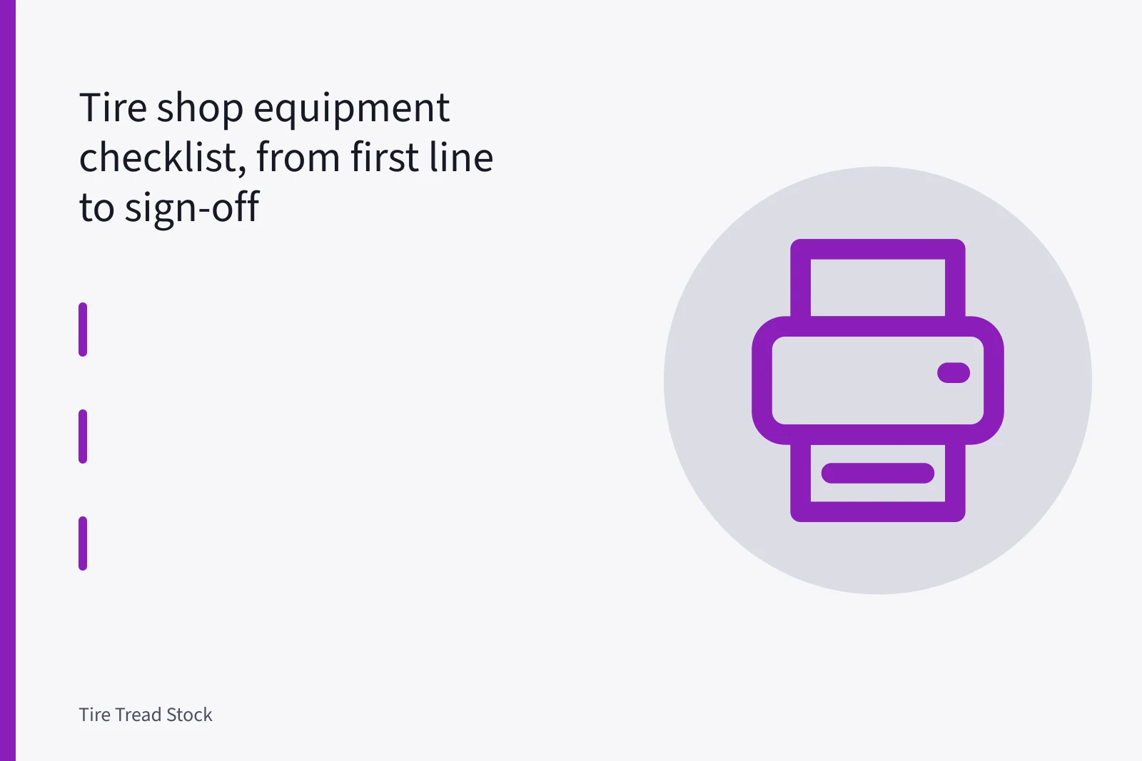 Tire changer clamped on a wheel in a shop bay. Tire shop equipment checklist, from first line to sign-off