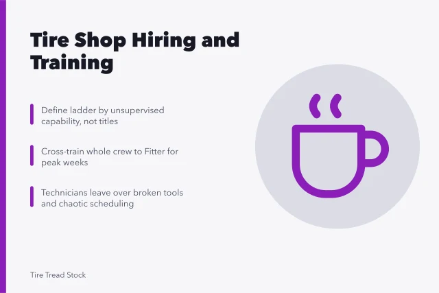 Tire shop training ladder and staffing for peak weeks. Making sense of tire shop hiring and training