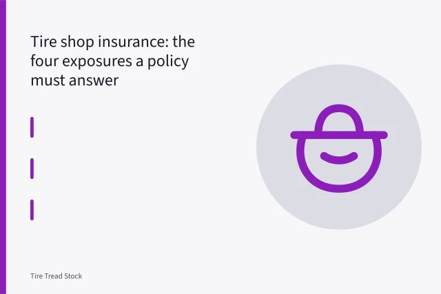 Torque wrench tightening a lug nut on an alloy car wheel in a tire shop. Tire shop insurance: the four exposures a policy must answer