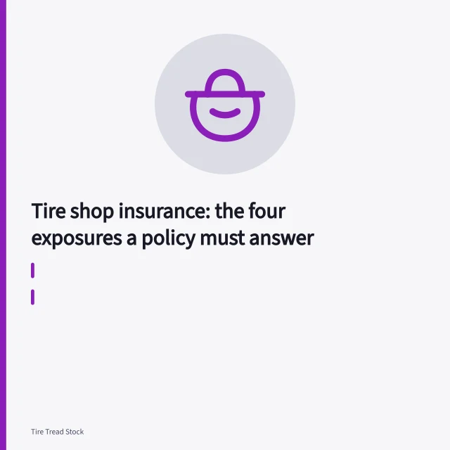Torque wrench tightening a lug nut on an alloy car wheel in a tire shop. Tire shop insurance: the four exposures a policy must answer