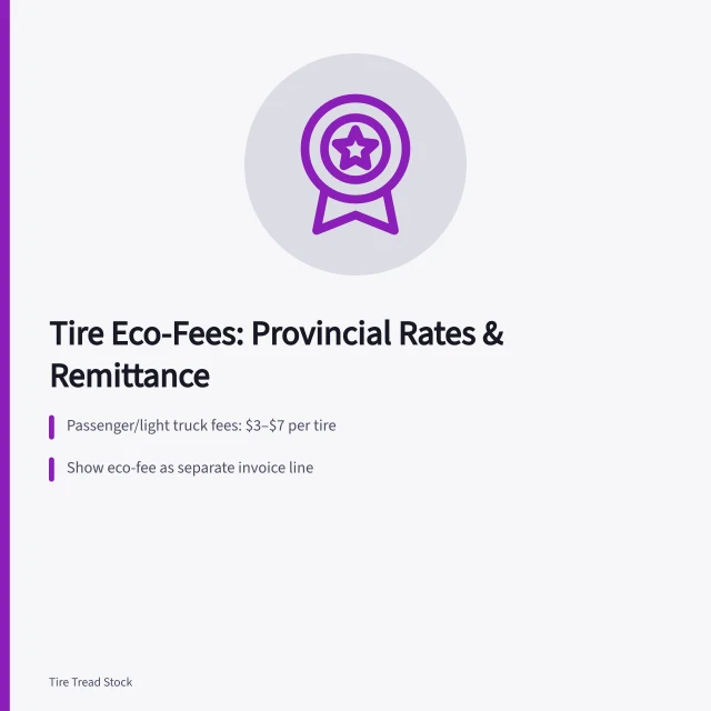 Tire eco-fee invoice line with provincial rates and remittance deadlines. Tire Tread Disposal Fees in Canada: Provincial Eco-Fees Explained